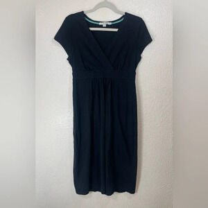 Boden Crossover Short Sleeve Jersey Knit Black Dress Women’s US 6L Stretchy